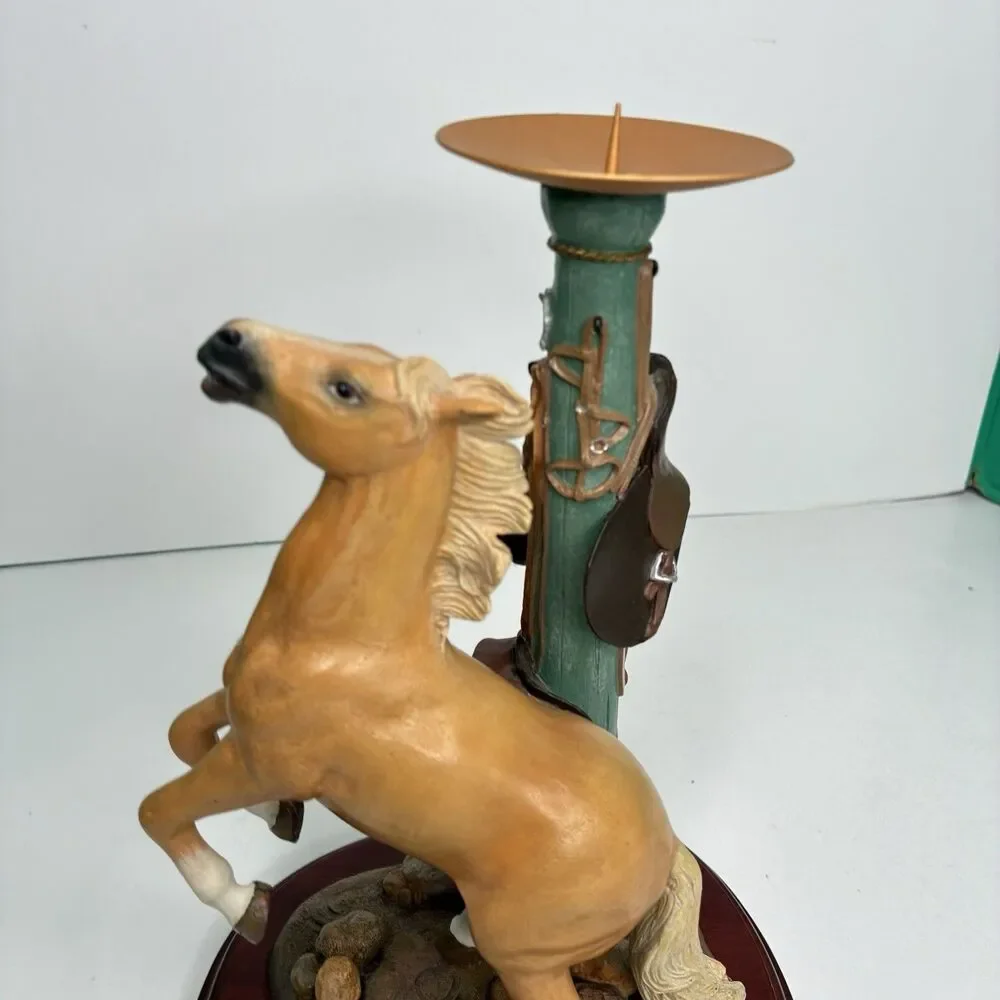 Danbury Mint Noble Yellow Golden Stallion Candlestick Holder By Gianni Benveuti